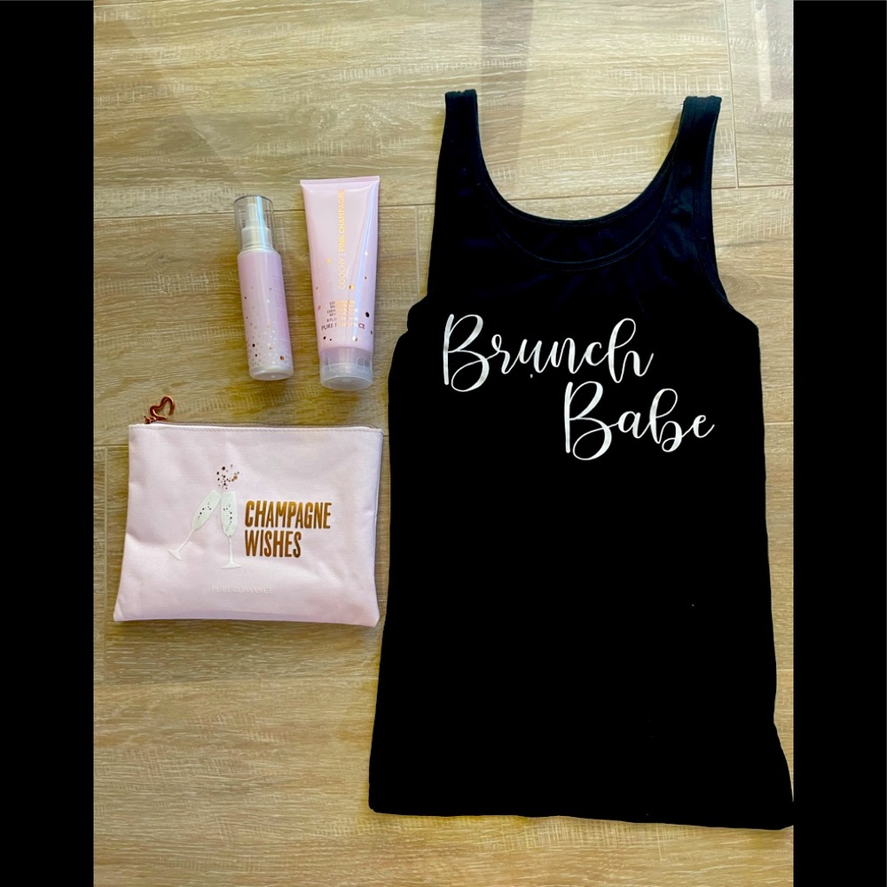 Champagne Wishes Birthday Gift Set Womans Large Black Pink Fragrance Shave Cream